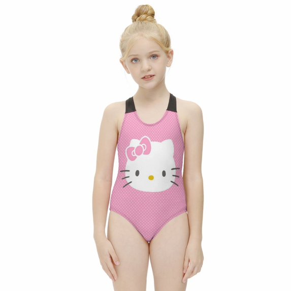 Hello Kitty Girls One Piece Swimsuits Hawaiian Summer Swimwear Beach Bathing Suit Outfits