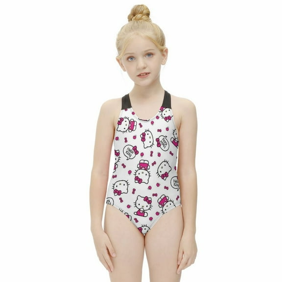 Hello Kitty Girls One Piece Swimsuits Hawaiian Summer Swimwear Beach Bathing Suit Outfits
