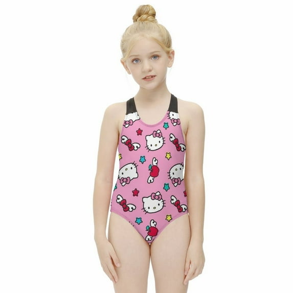 Hello Kitty Girls One Piece Swimsuits Hawaiian Summer Swimwear Beach Bathing Suit Outfits