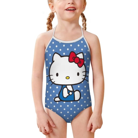 Hello Kitty Girls One Piece Swimsuits Hawaiian Summer Swimwear Beach Bathing Suit Outfits