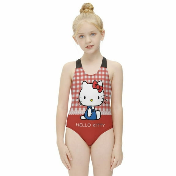 Hello Kitty Girls One Piece Swimsuits Hawaiian Summer Swimwear Beach Bathing Suit Outfits