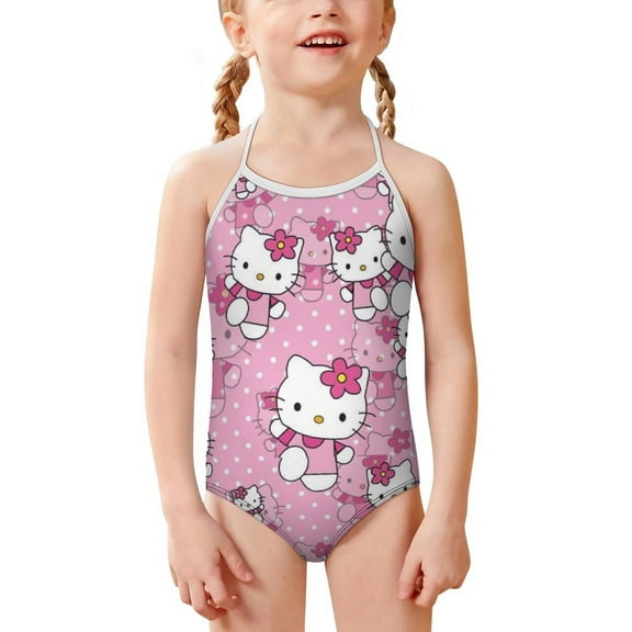 Hello Kitty Girls One Piece Swimsuits Hawaiian Summer Swimwear Beach Bathing Suit Outfits