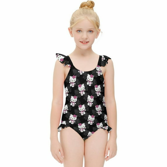 Hello Kitty Girls One Piece Swimsuits Hawaiian Summer Swimwear Beach Bathing Suit Outfits