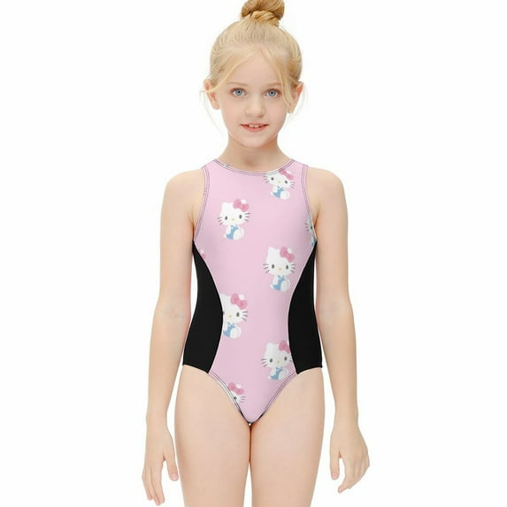 Hello Kitty Girls One Piece Swimsuits Hawaiian Summer Swimwear Beach Bathing Suit Outfits