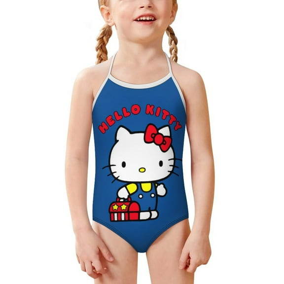 Hello Kitty Girls One Piece Swimsuits Hawaiian Summer Swimwear Beach Bathing Suit Outfits