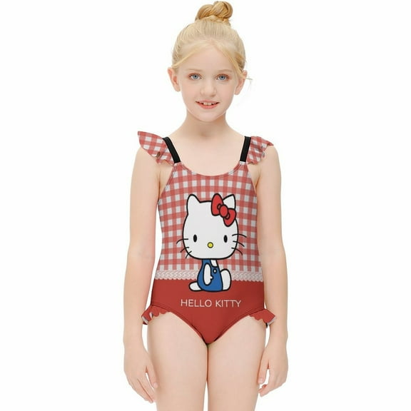 Hello Kitty Girls One Piece Swimsuits Hawaiian Summer Swimwear Beach Bathing Suit Outfits