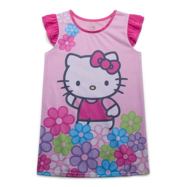 Hello Kitty Girls Pajama Nightgown with Short Sleeves, Sizes 4-13