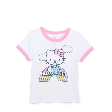Hello Kitty Girls Short Sleeve Ringer Graphic Tee, Sizes 4-16