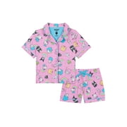 Hello Kitty and Friends Girls Button Front Top and Shorts Pajama Set, 2-Piece, Sizes 4-12