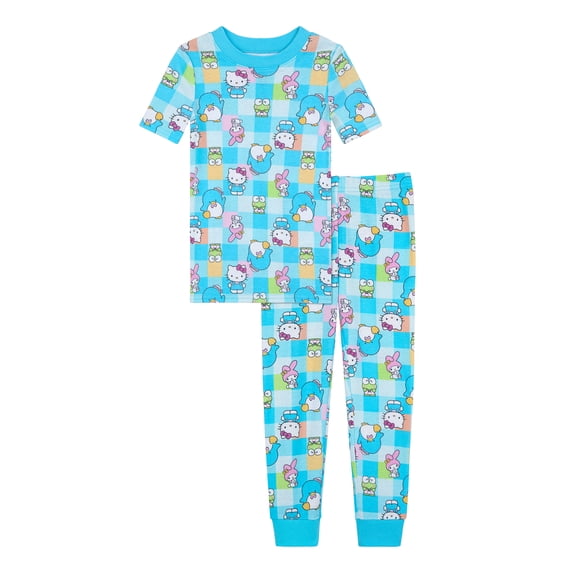Hello Kitty Girls Short Sleeve Sleep Top and Pants Pajama Set, 2-Piece, Sizes 4-10