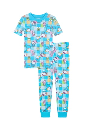 Girls Cotton Short Sleeve Sleep Top and Pants Pajama Set, 2-Piece, Sizes 4-10