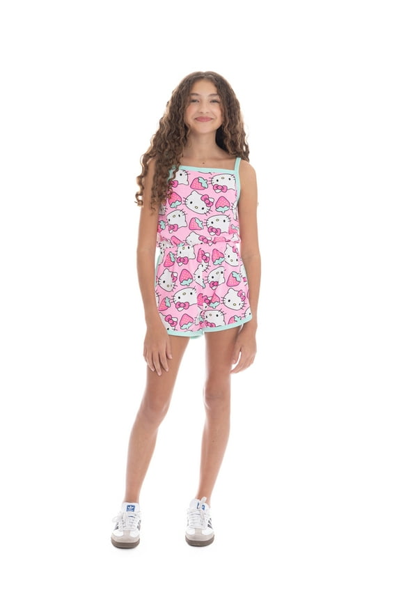 Girls Sleeveless Printed Romper, Sizes 4-12