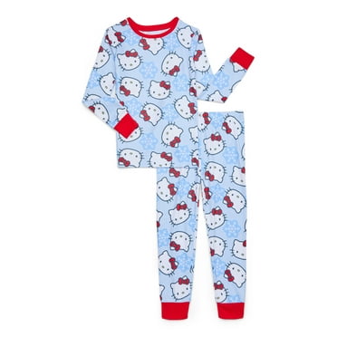 Hello Kitty Girls Snug Fit Long-Sleeve Top and Pants Pajama Set, 2-Piece, Sizes 4-10