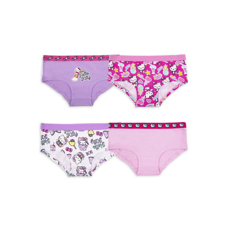 Hello Kitty Girls Stretch Hipster Briefs Underwear, 4-Pack Sizes 6
