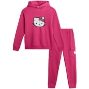 Hello Kitty Girls Sweatsuit Set - 2 Piece Hoodie Sweatshirt and Cargo Jogger Pants for Girls (4-12)