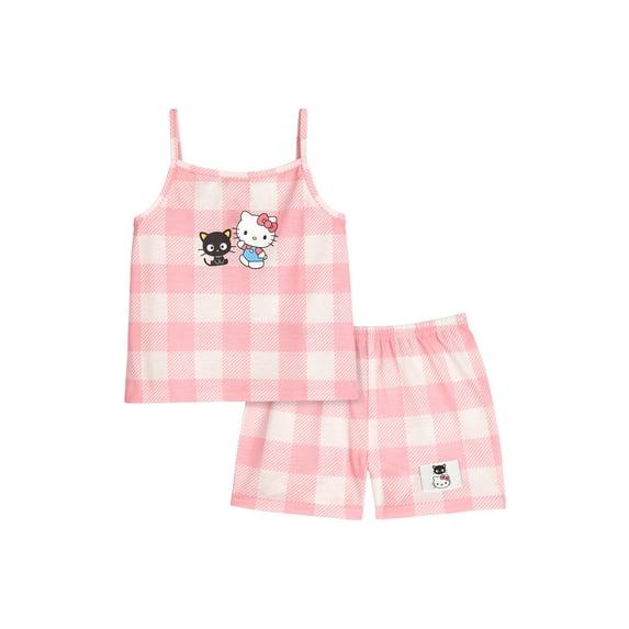Hello Kitty Girls Tank Sleep Top and Shorts Pajama Set, 2-Piece, Sizes 4-12