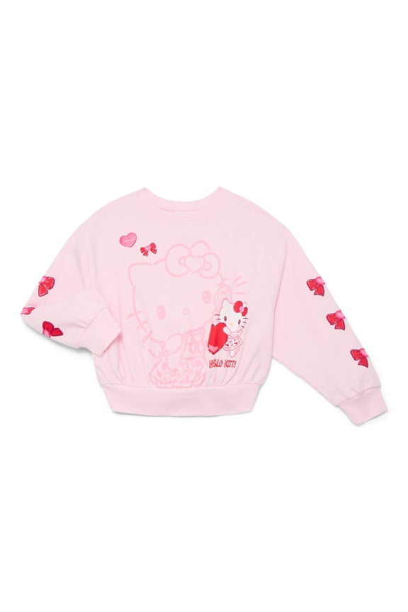 Girls Valentine's Day Graphic Fleece Crew Pullover, Sizes 4-16