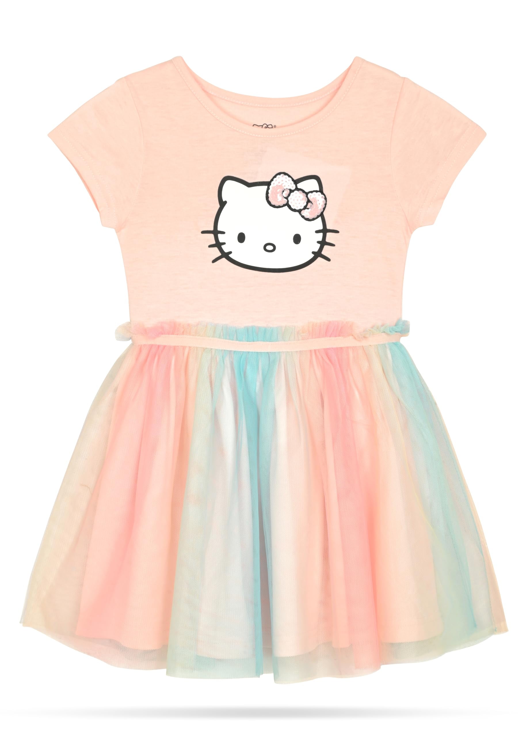 Hello Kitty Girls and Toddlers' Short Sleeve Tutu Dress Casual Tulle Skirt Dresses, Pink Dogwood 4