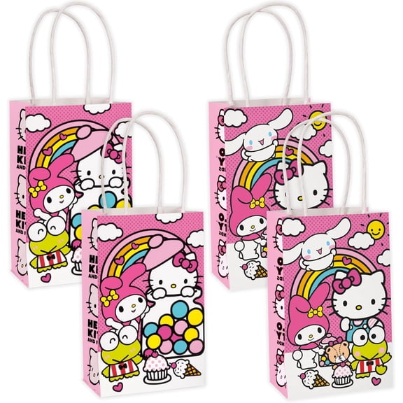 Hello Kitty Goodie Bags - 16 Paper Party Bags - Hello Kitty Birthday Decorations - Officially Licensed - Perfect for Kids Birthday and Party Favors