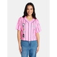 thumbnail image 1 of Hello Kitty Graphic Cropped Baseball Jersey, Women's, 1 of 5