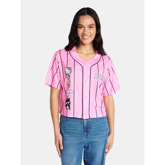 Hello Kitty Graphic Cropped Baseball Jersey, Women's