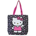thumbnail image 1 of Hello Kitty Gray and Black Figure Patterned Fuzzy Patch Medium Size Tote Bag, 1 of 1