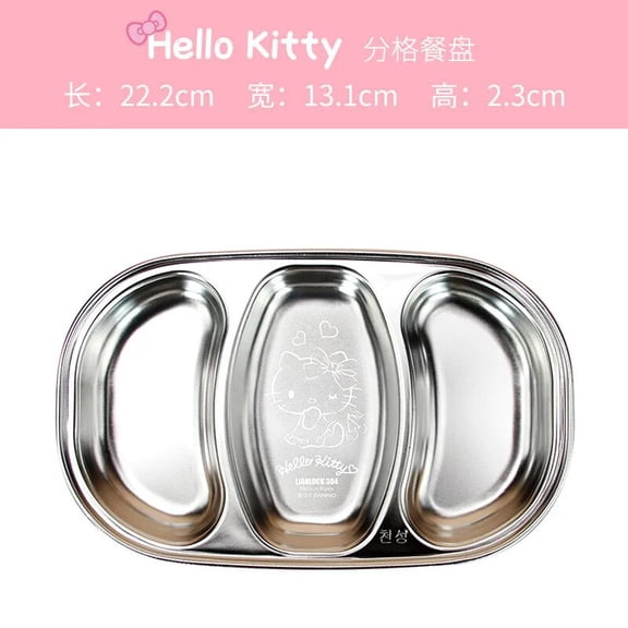Hello Kitty Grid Plate Dinner Plate Sanrios Anime 5 Grids Snack Plate Kawaii Child Tableware Kitchen Household Cute Gift