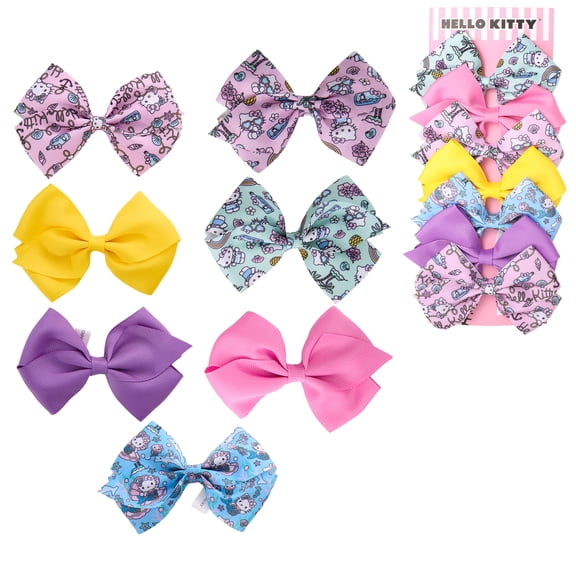 Hello Kitty Hair Bow 7-Piece Set Official License, Sanrio Hair Accessories