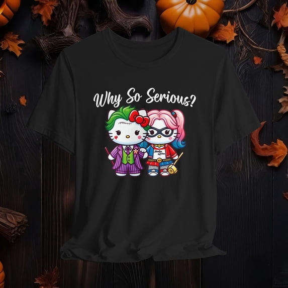 Hello Kitty Halloween Cosplay Joker and Harley Quinn T-Shirt, Hello Kitty Costume Joker and Harley Quinn Shirt, Cute Hello Kitty Shirt