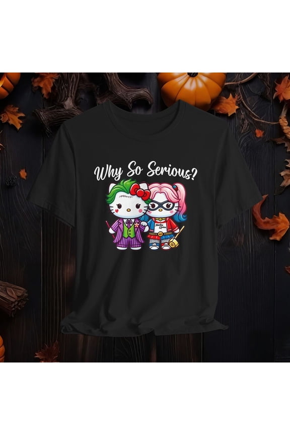 Hello Kitty Halloween Cosplay Joker and Harley Quinn T-Shirt, Hello Kitty Costume Joker and Harley Quinn Shirt, Cute Hello Kitty Shirt
