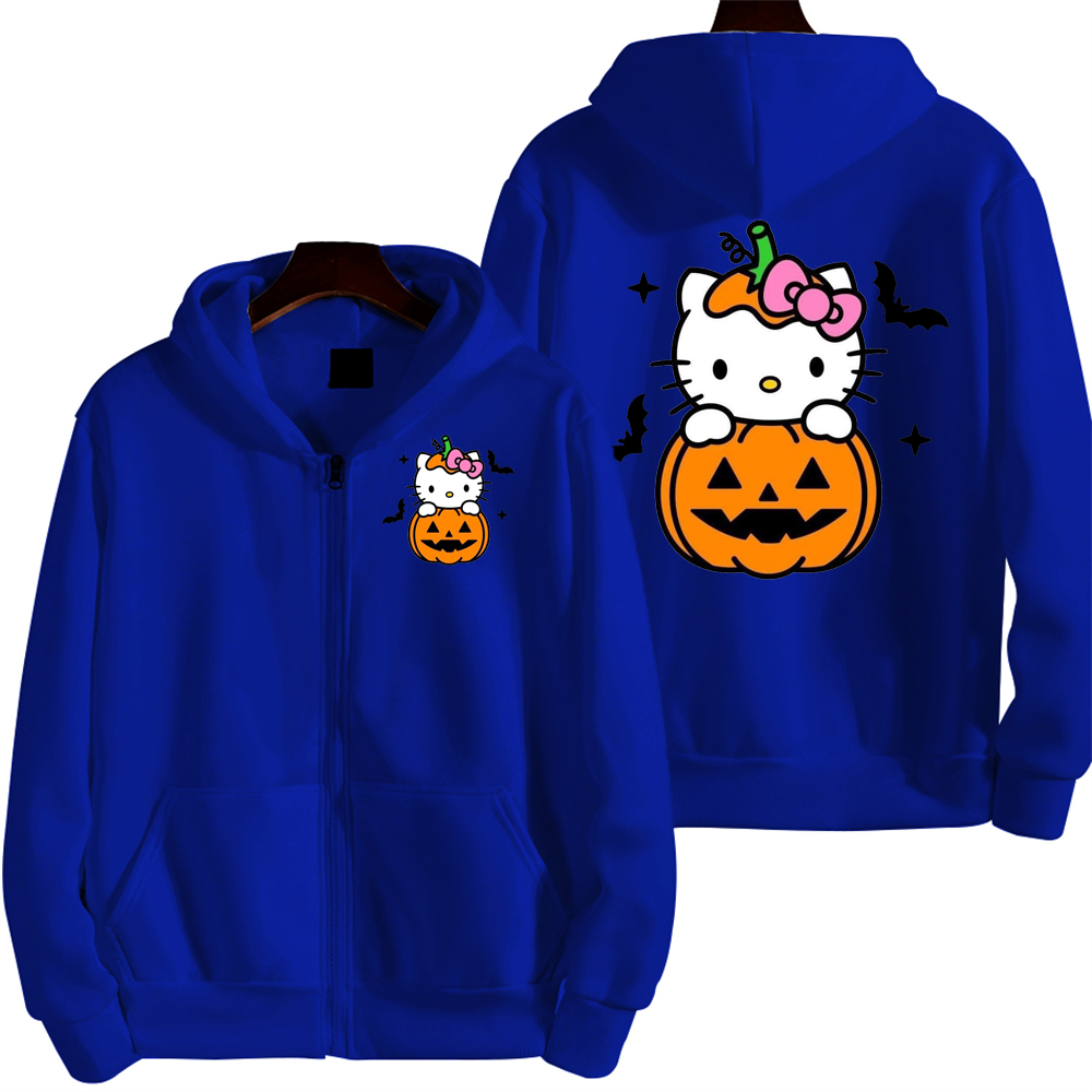 Hello Kitty Halloween Men Zipper Hoodie Cartoon Anime New Fashion Women