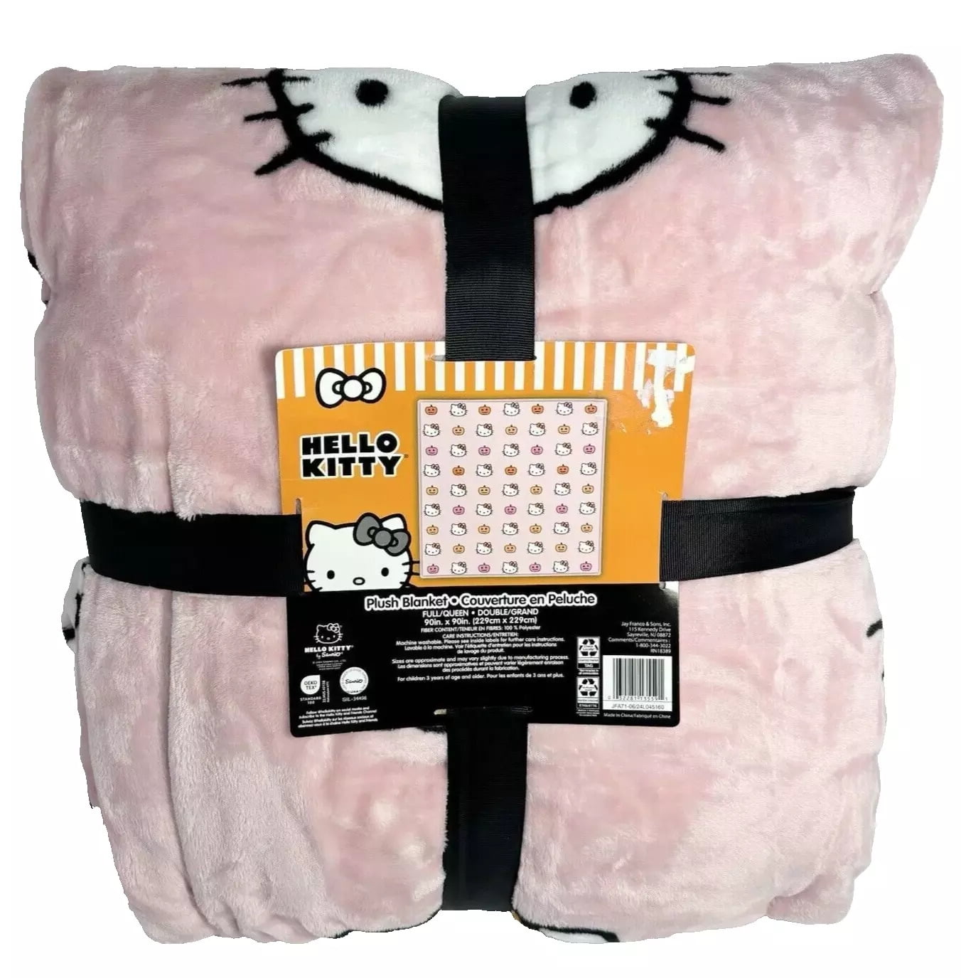 Hello Kitty Halloween Orange Pumpkin Hello Kitty Halloween Pink Throw Blanket