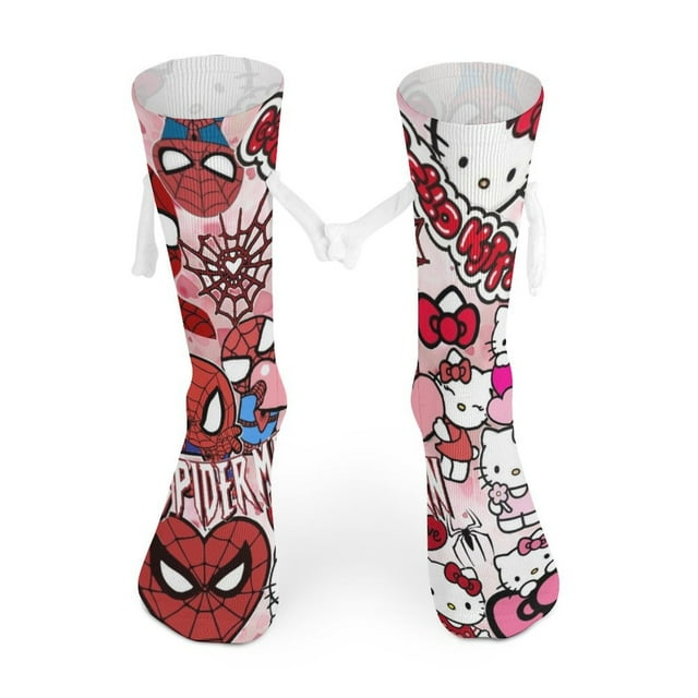 Hello Kitty Hand Holding Cartoon Socks For Kids Youth Men & Women Over 