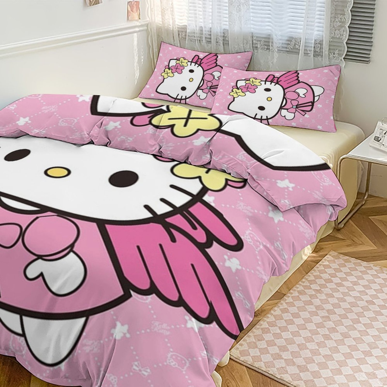 Hello Kitty Happy Comforter Set with Sheets - 3 Piece Bedding Includes ...