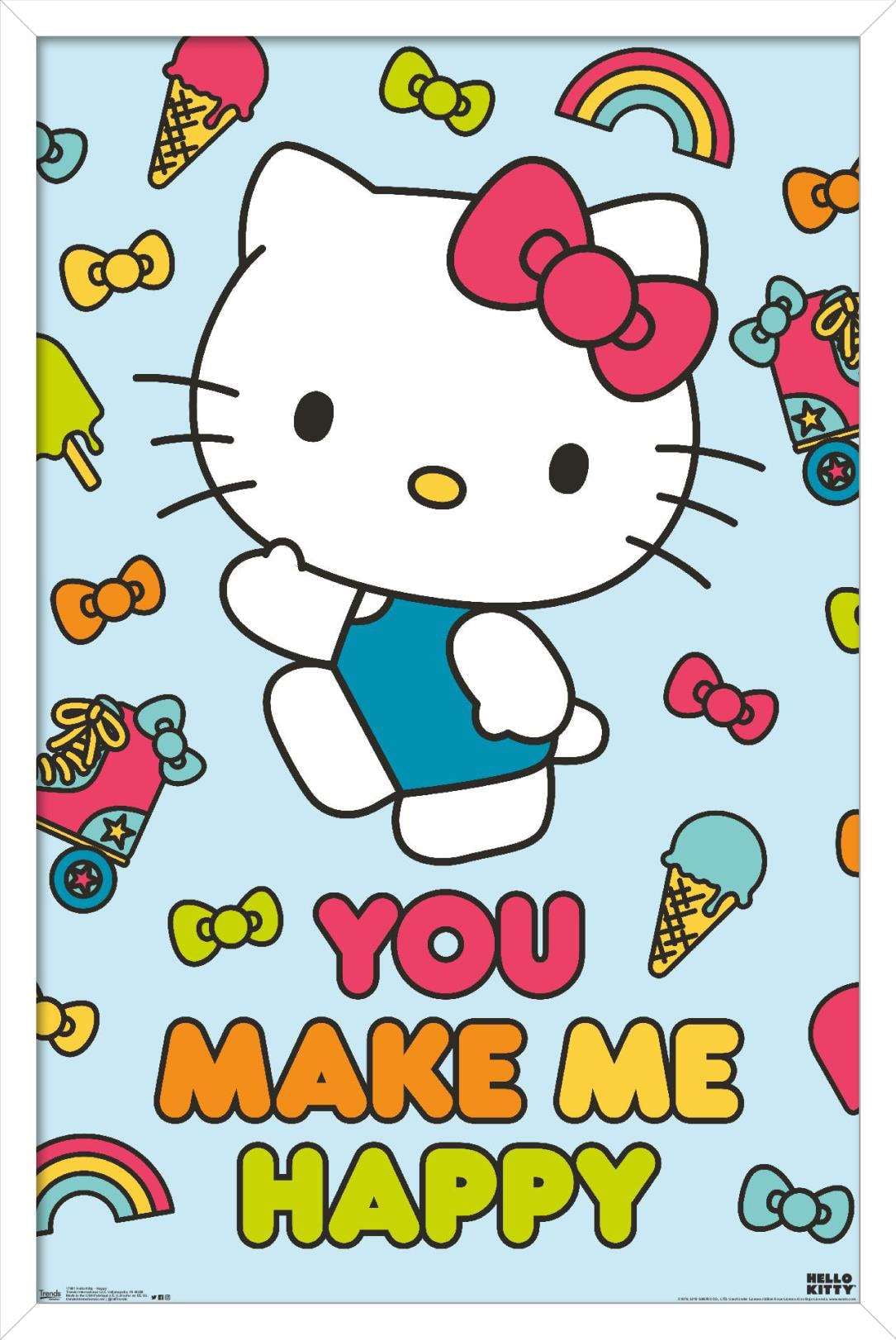 Hello Kitty - Happy Wall Poster, 14.725" x 22.375", Framed