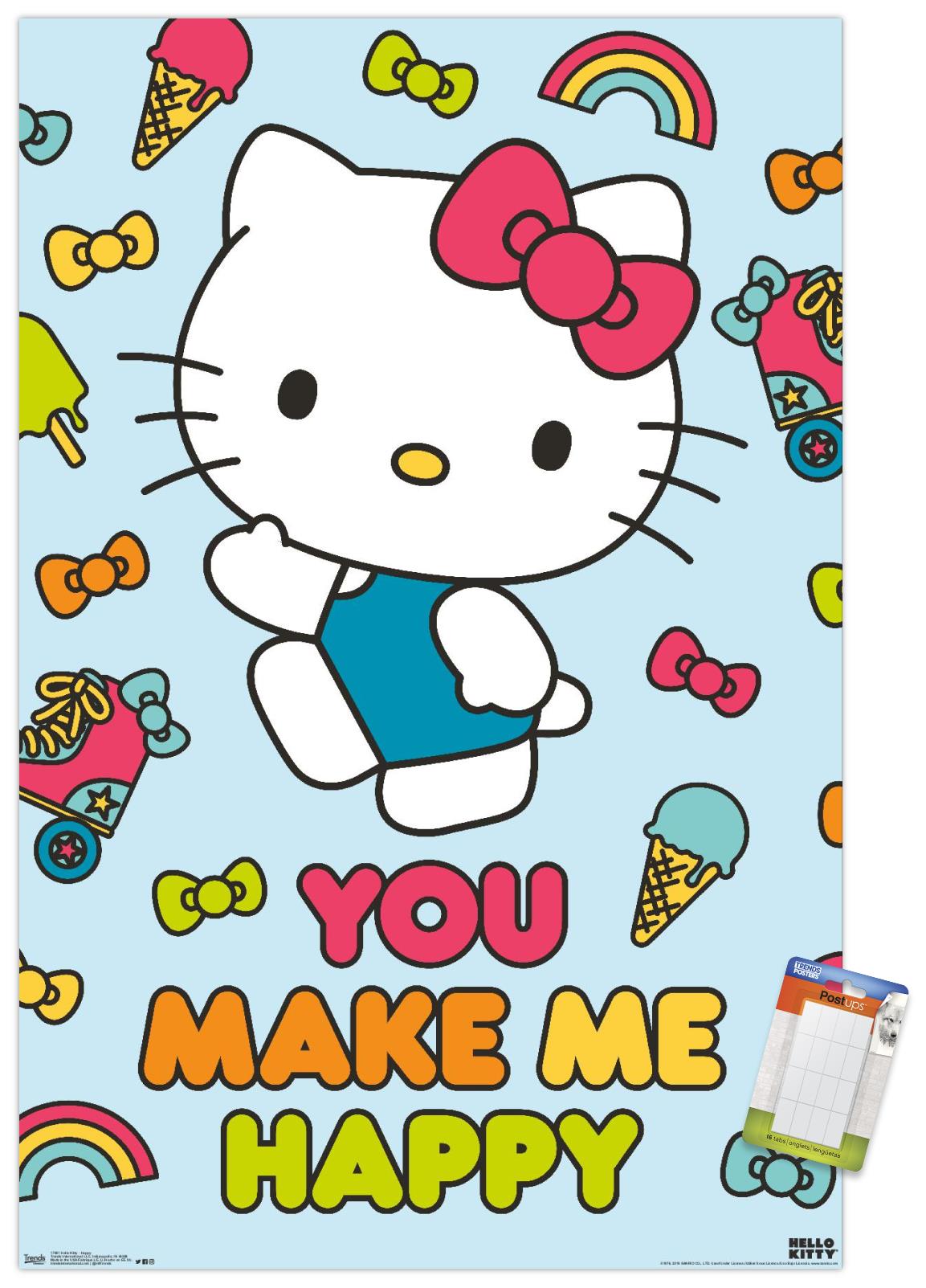 Hello Kitty - Happy Wall Poster, 22.375" x 34"
