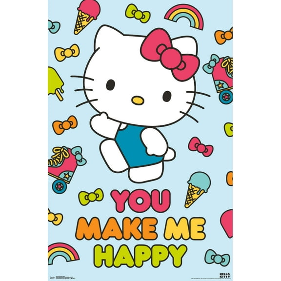Hello Kitty - Happy Wall Poster, 22.375" x 34"
