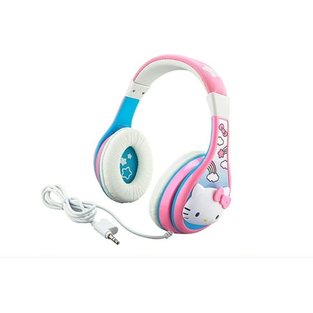 eKids - Hello Kitty Wired Stereo Headphones - White/Pink/Blue
