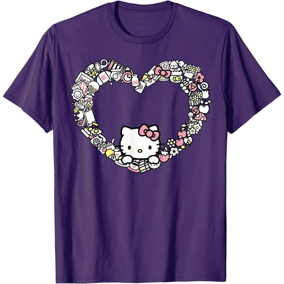 Hello Kitty Heart Favorite Things DTG Print Unisex T-Shirt,Purple Color,Size 5XL
