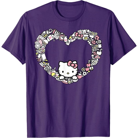 Hello Kitty Heart Favorite Things DTG Print Unisex T-Shirt,Purple Color,Size XL