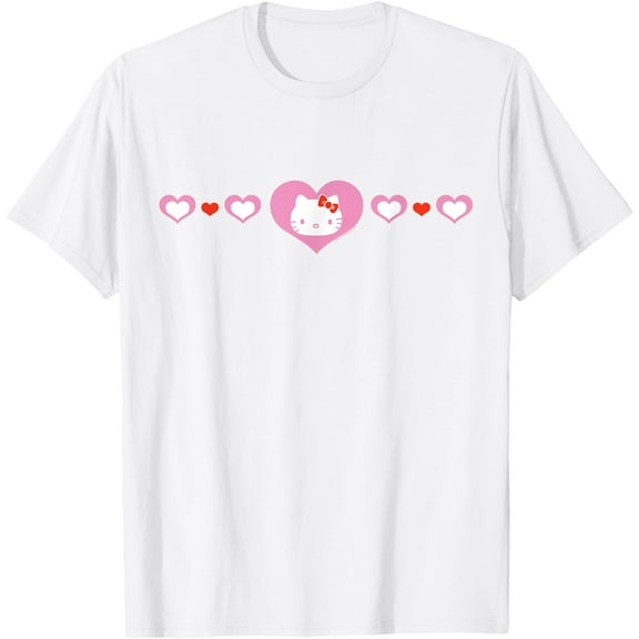 Hello Kitty Hearts DTG Print Unisex T-Shirt