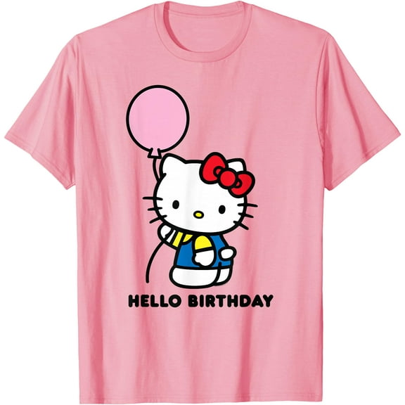Hello Kitty Hello Birthday Balloon DTG Print Unisex T-Shirt,Light Pink Color,Size 2T