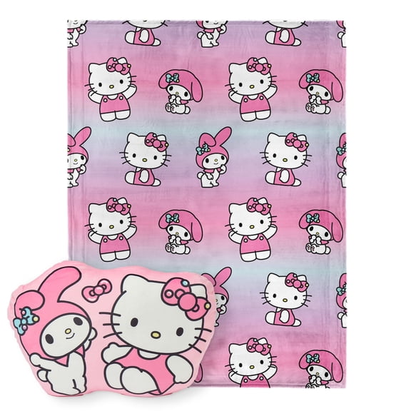 Hello Kitty Hello Bun Silk Touch Throw Blanket and Cloud Pal Set