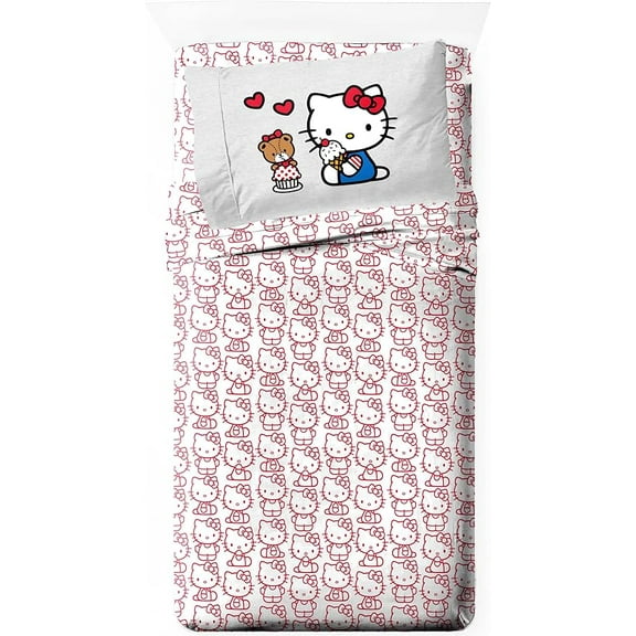 Hello Kitty Hello Friend 3 Piece Twin Size Sheet Set
