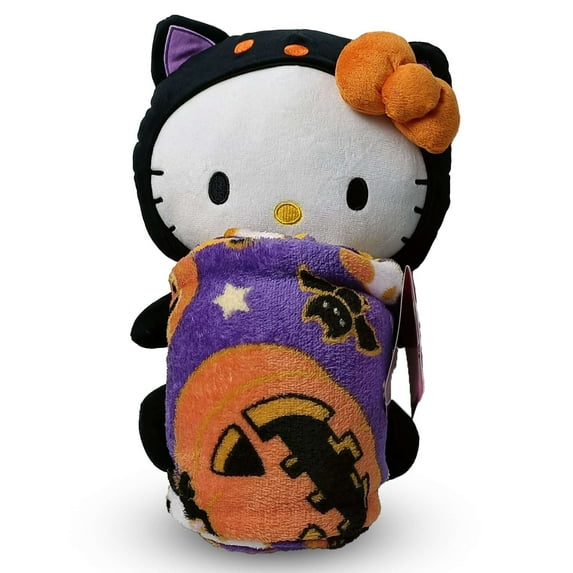 Hello Kitty Hello Halloween Silk Touch Throw Blanket with Plush Hugger, 40x50 inches