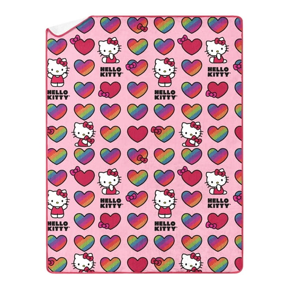 Hello Kitty Hello Hearts Sanrio Kids Silk Touch Throw Blanket with Sherpa Reverse, 46 x 60 inches