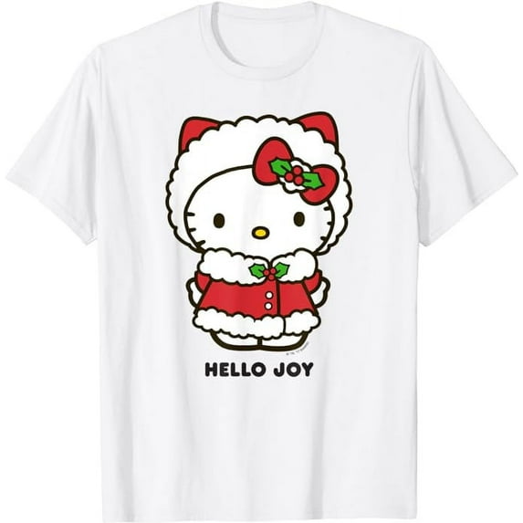 Hello Kitty "Hello Joy" Holiday T-Shirt For Men Women Cat Lovers, White Color, Size S