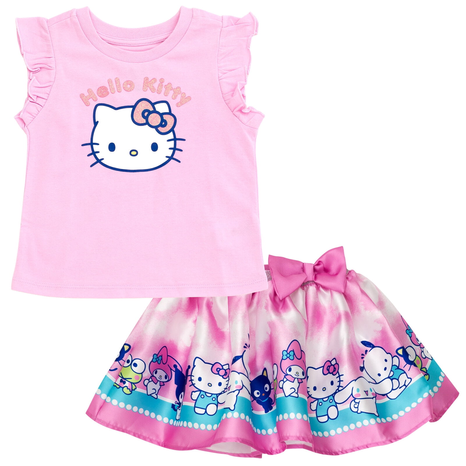Hello Kitty Hello Kitty Keroppi Kuromi Tank Top and Satin Skirt Outfit Set Tie Dye Toddler to Big Kid