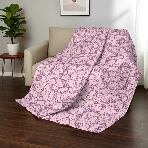 Hello Kitty Hello Kitty Pink Quilted Throw Blanket 60x80 inches