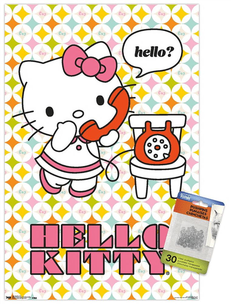 Hello Kitty - Hello Wall Poster with Push Pins, 14.725 inch x 22.375 inch, EBPOD16082SPPEC